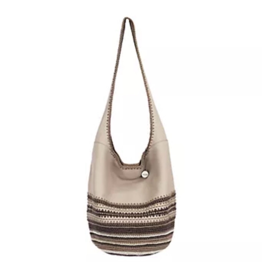 The Sak 120 Medium Leather Tan and Cream Crochet Hobo Bag - Picture 6 of 6